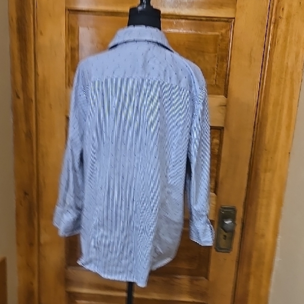 Kim Rogers Blue Striped Long Sleeve  Button Down Shirt XL - Picture 5 of 5